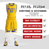Custom Gold Blue Classic Sets Mesh Basketball Jersey