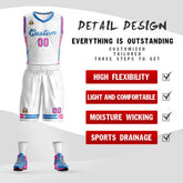 Custom White Powder Blue Classic Sets Mesh Basketball Jersey