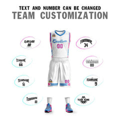 Custom White Powder Blue Classic Sets Mesh Basketball Jersey