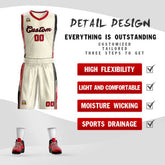 Custom Cream Red-Black Classic Sets Sports Uniform Basketball Jersey