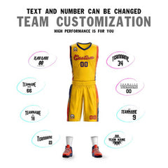 Custom Gold Navy-Orange Classic Sets Sports Uniform Basketball Jersey