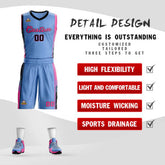 Custom Light Blue Black-Pink Classic Sets Sports Uniform Basketball Jersey