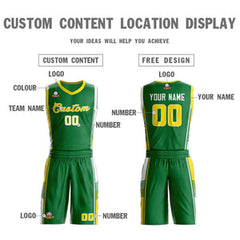 Custom Kelly Green Gold-White Classic Sets Sports Uniform Basketball Jersey