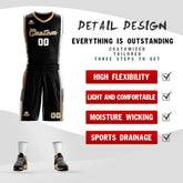 Custom Black Old Gold-White Classic Sets Sports Uniform Basketball Jersey