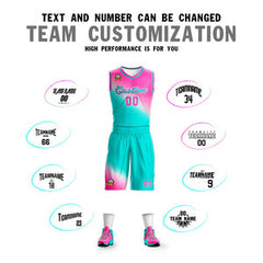 Custom Rose Red Aqua Gradient Fashion Sports Uniform Basketball Jersey