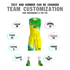 Custom Kelly Green Gold Gradient Fashion Sports Uniform Basketball Jersey