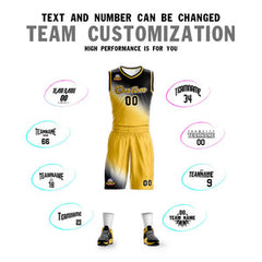 Custom Black Yellow Gradient Fashion Sports Uniform Basketball Jersey