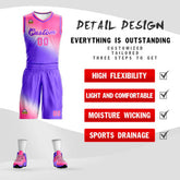 Custom Pink Purple Gradient Fashion Sports Uniform Basketball Jersey