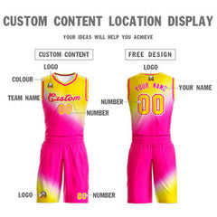 Custom Gold Rose Red Gradient Fashion Sports Uniform Basketball Jersey