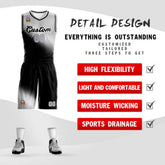Custom Light Gray Black Gradient Fashion Sports Uniform Basketball Jersey