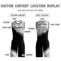 Custom Light Gray Black Gradient Fashion Sports Uniform Basketball Jersey