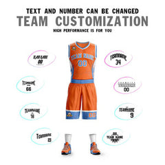 Custom Orange Powder Blue-White Graffiti Pattern Sets Lightning Basketball Jersey