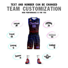 Custom Black Royal-Red Spotted Graffiti Pattern Sports Uniform Basketball Jersey