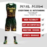Custom Black Kelly Green-Yellow Spotted Graffiti Pattern Sports Uniform Basketball Jersey