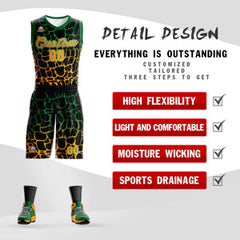 Custom Black Kelly Green-Yellow Spotted Graffiti Pattern Sports Uniform Basketball Jersey