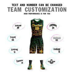 Custom Black Kelly Green-Yellow Spotted Graffiti Pattern Sports Uniform Basketball Jersey