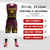 Custom Black Pink-Yellow Spotted Graffiti Pattern Sports Uniform Basketball Jersey