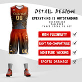 Custom Texas Orange Brown-Dark Gray Gradient Fashion Coconut Palm Pattern Sports Uniform Basketball Jersey