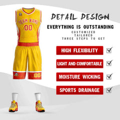 Custom Gold Orange-White Graffiti Pattern Sets Lightning Basketball Jersey