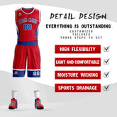Custom Red Royal-White Graffiti Pattern Sets Lightning Basketball Jersey