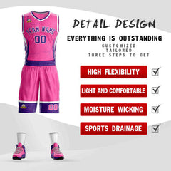 Custom Pink Purple-White Graffiti Pattern Sets Lightning Basketball Jersey