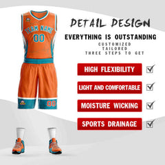 Custom Orange Teal-White Graffiti Pattern Sets Lightning Basketball Jersey
