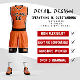 Custom Orange Black-White Graffiti Pattern Sets Lightning Basketball Jersey