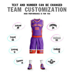 Custom Purple Orange-White Graffiti Pattern Sets Lightning Basketball Jersey