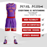 Custom Purple Red-White Graffiti Pattern Sets Lightning Basketball Jersey