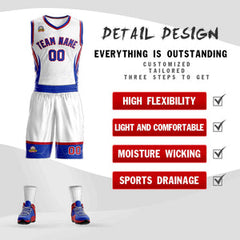 Custom White Royal-Red Graffiti Pattern Sets Lightning Basketball Jersey