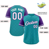 Custom Teal White-Purple Rhombus Authentic Baseball Jersey
