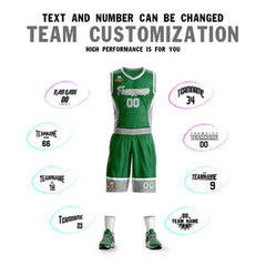 Custom Kelly Green Gray-White Graffiti Pattern Sets Lightning Basketball Jersey