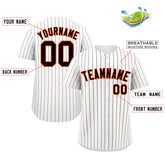 Custom White Brown-Orange Bull Stripe Fashion Authentic Baseball Jersey