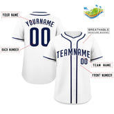 Custom White Navy-White Classic Style Authentic Baseball Jersey