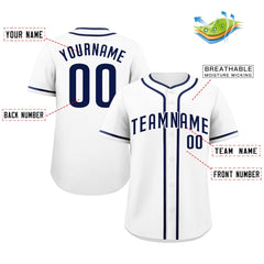 Custom White Navy-White Classic Style Authentic Baseball Jersey