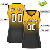 Custom Yellow Black Gradient Fashion Tops Mesh Basketball Jersey For Women