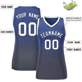 Custom Navy Gray Gradient Fashion Tops Mesh Basketball Jersey For Women