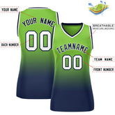 Custom Neon Green Navy Gradient Fashion Tops Mesh Basketball Jersey For Women
