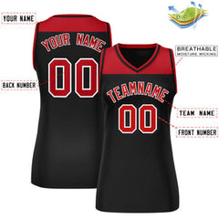 Custom Red Black Color Block Fashion Tops Mesh Basketball Jersey For Women