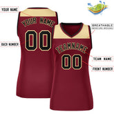 Custom Khaki Crimson Color Block Fashion Tops Mesh Basketball Jersey For Women