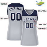 Custom Navy Gray Color Block Fashion Tops Mesh Basketball Jersey For Women