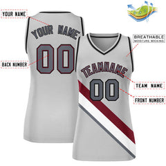 Custom Gray Black-Gray Thick Slash Fashion Tops Mesh Basketball Jersey For Women