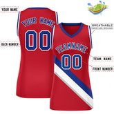 Custom Red Royal-White Thick Slash Fashion Tops Mesh Basketball Jersey For Women