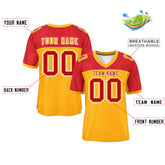 Custom Yellow-Red Raglan Sleeves Fashion Authentic Football Jersey