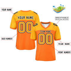 Custom Orange-Yellow Raglan Sleeves Fashion Authentic Football Jersey