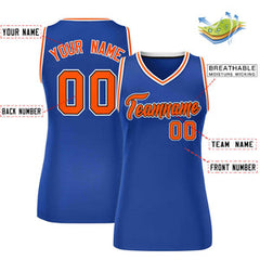 Custom Royal Orange-White Classic Tops Mesh Basketball Jersey for Women