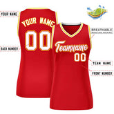 Custom Red White-Gold Classic Tops Mesh Basketball Jersey for Women