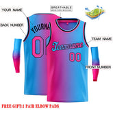 Custom Pink Blue-Black Gradient Fashion Tops Tilted Basketball Jersey