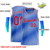 Custom Light Blue White-Red Gradient Fashion Tops Tilted Basketball Jersey