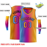Custom Blue Orange-Black Gradient Fashion Tops Basketball Jersey